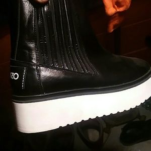 Kenzo Paris leather slip-on hightop sneakerboots